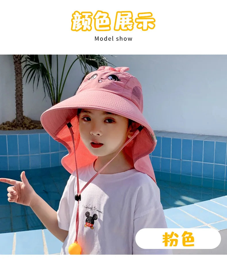 DANKEYISI Kids Bucket Hat Summer Sun Protection Large Brimmed Fisherman Hat Beach Animal Hat for Boys Girls Anti UV