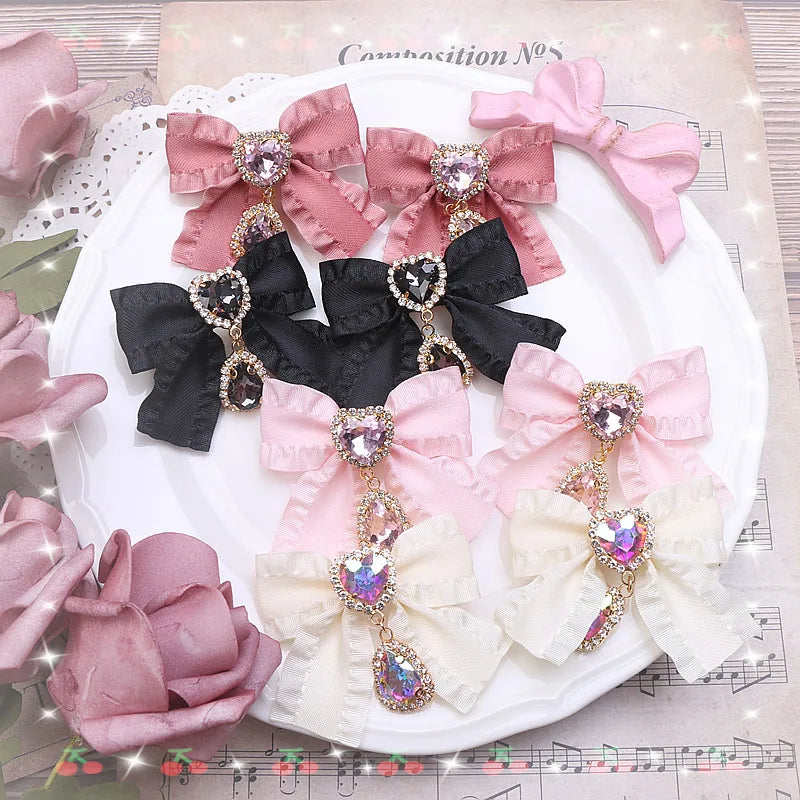 Small Hairpin Water Drop Heart Shape Rhinestone Pendant Wooden Ear Hairclips Headdress Sweet Side Clip Hair Accessories Jewelry