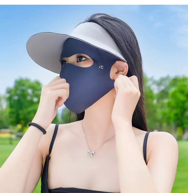 1/2Pcs Summer Full Face Mask Sun Protection Men Women Face Mask for Outdoor Travel Ice Sense Breathable Elastic Facekini