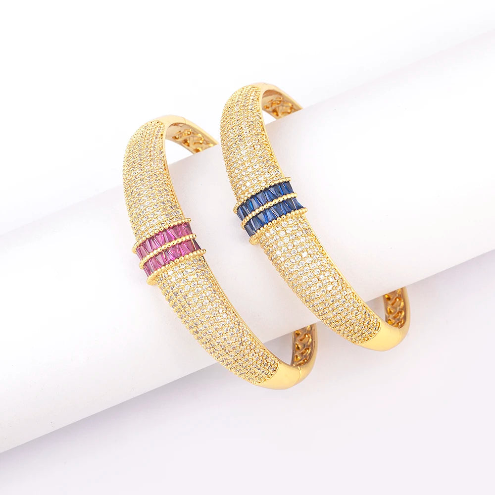 Nidin High Quality Pave Shiny Zircon Charm Bracelets 6 Colors For Women Wedding Party Adjustable Bangles Luxury Jewelry Gifts