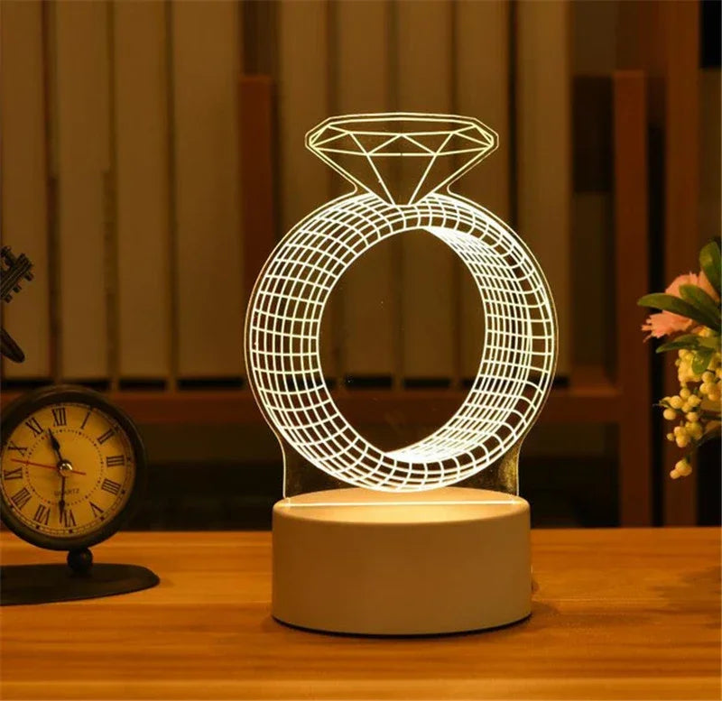 3D Visual Illusion Night Light Visual Creative LED Desk Lamp Changes USB Powered Gift for Kids