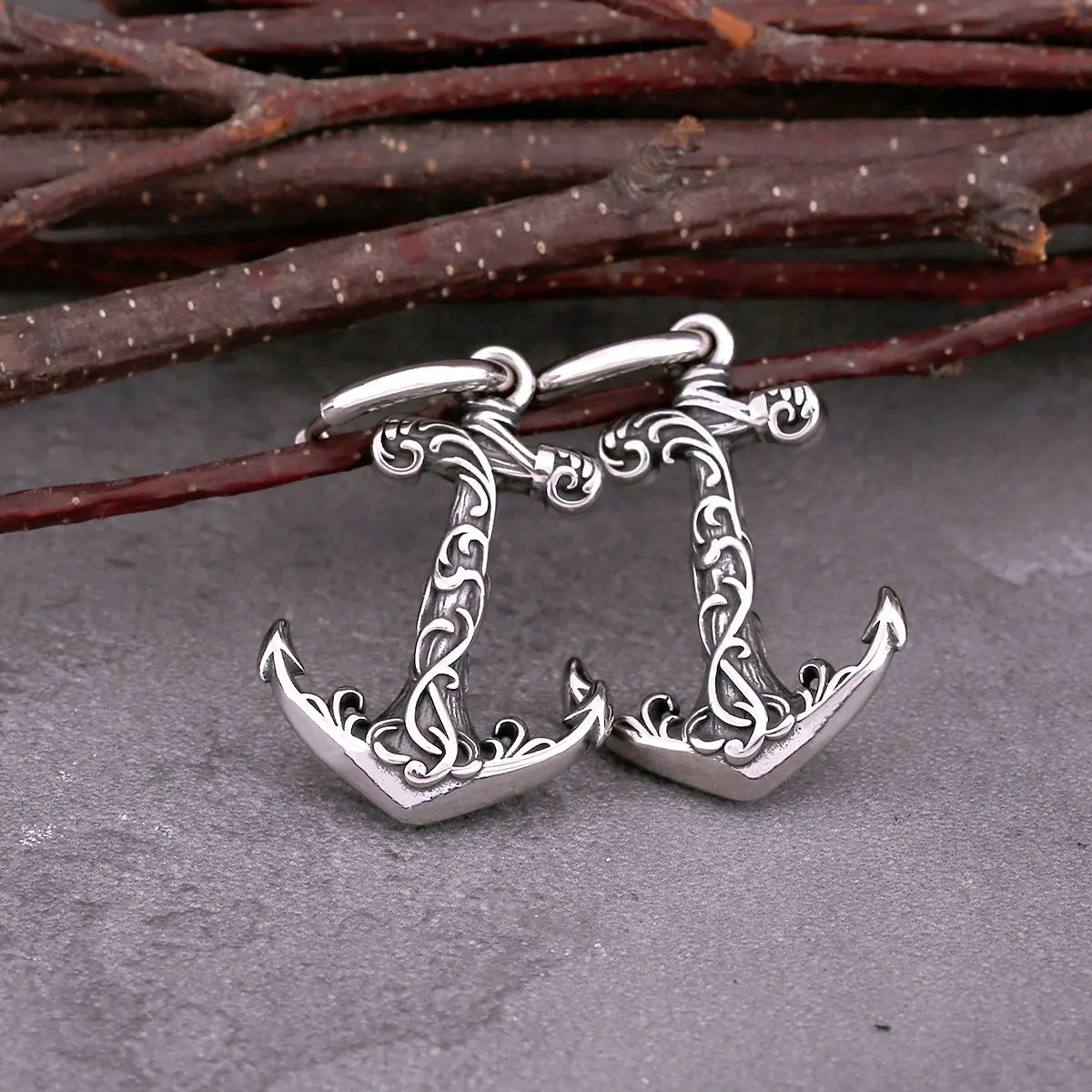 Stainless Steel Vintage Viking Anchor Drop Earrings Hip-hop Punk Rock Biker Boys Fashion Charm Earrings Jewelry Gift Accessories