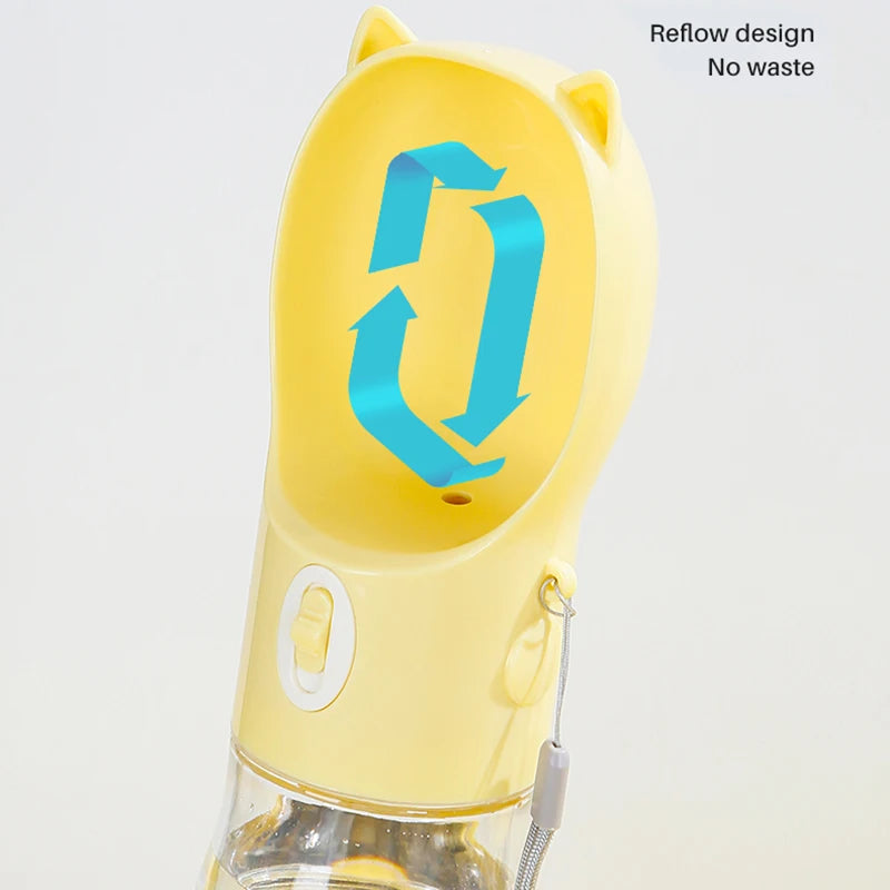 2 in 1 Portable Dog Water Bottle PC Plastic Cat Head Puppy Pet Drink Bowl 250ML Feeding Water Bowl 180ML Storage Food Container