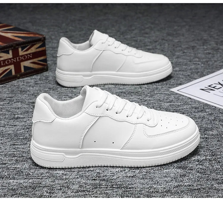 White Casual Sneakers for Men Leather Shoes Fashion Male Mens Tenis Autumn Platform Breathable Flat Man Running Sport Shoes 2024