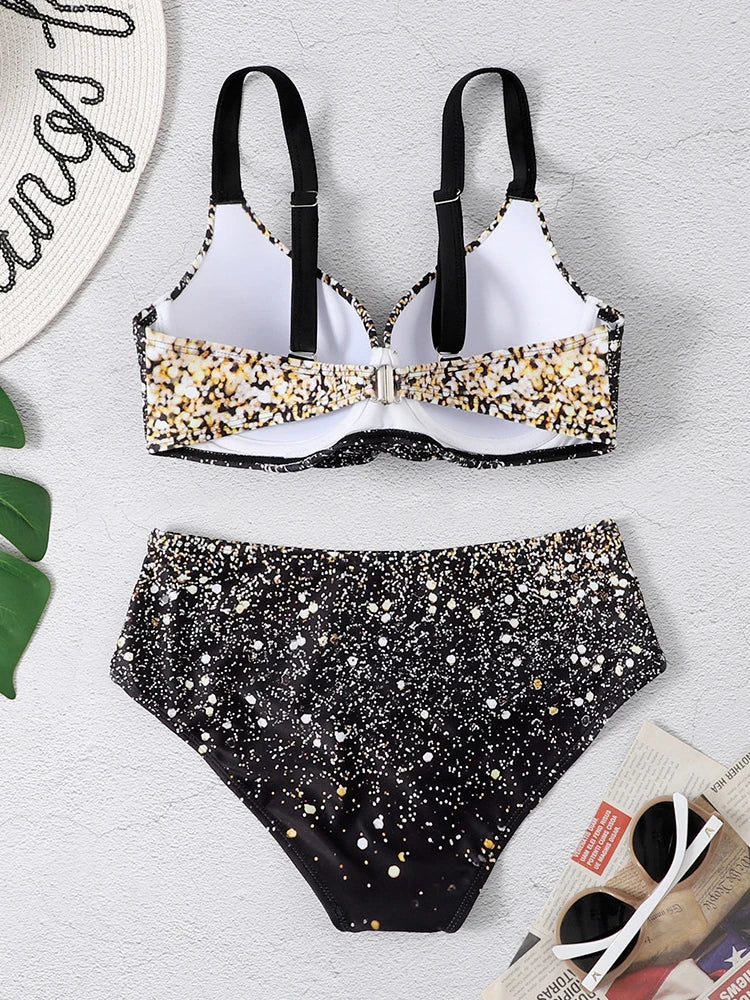 2023 New Summer Sexy Swimsuits Push Up Bikini Women's Swimwear Female Beach Wear Brazilian Star Pattern Bikinis Bathing Suit