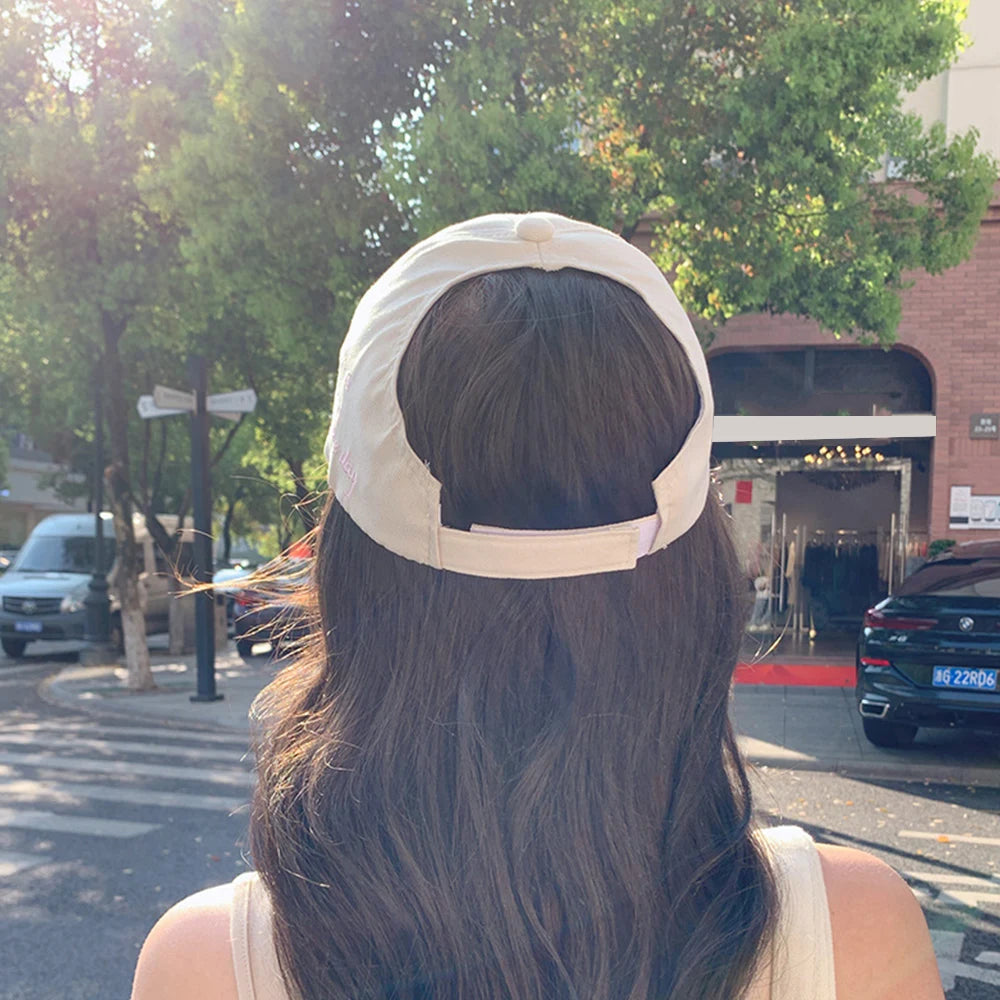 Y2K Sweet Bright Pink Rose Red Women Summer Hat Sun Cap Adjustable High Ponytail Baseball Caps Sun Protection Visor Hat Golf Cap