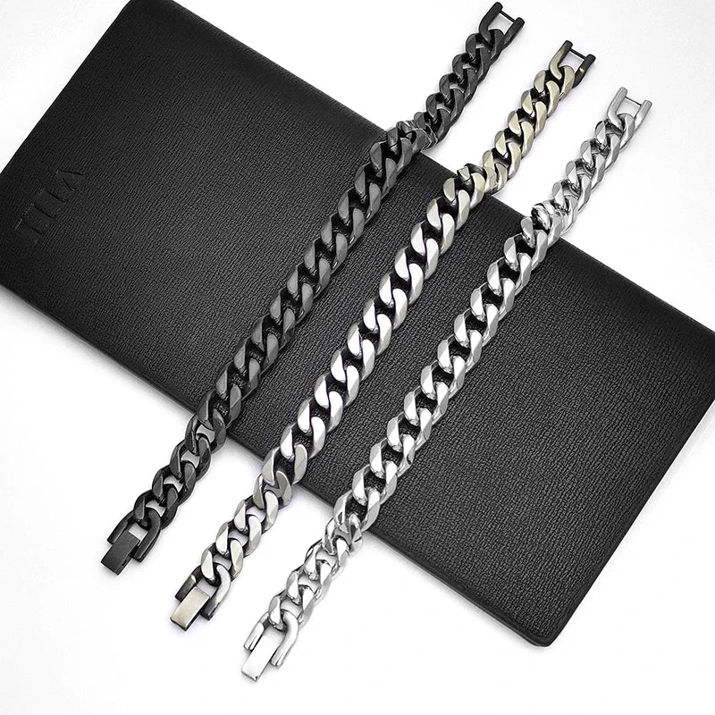 Black Bracelet Men's Accessories Cuban Hip Hop Bracelet Chain Fashion Stainless Steel Men's Chain Gift Vintage Bracelet Jewelry