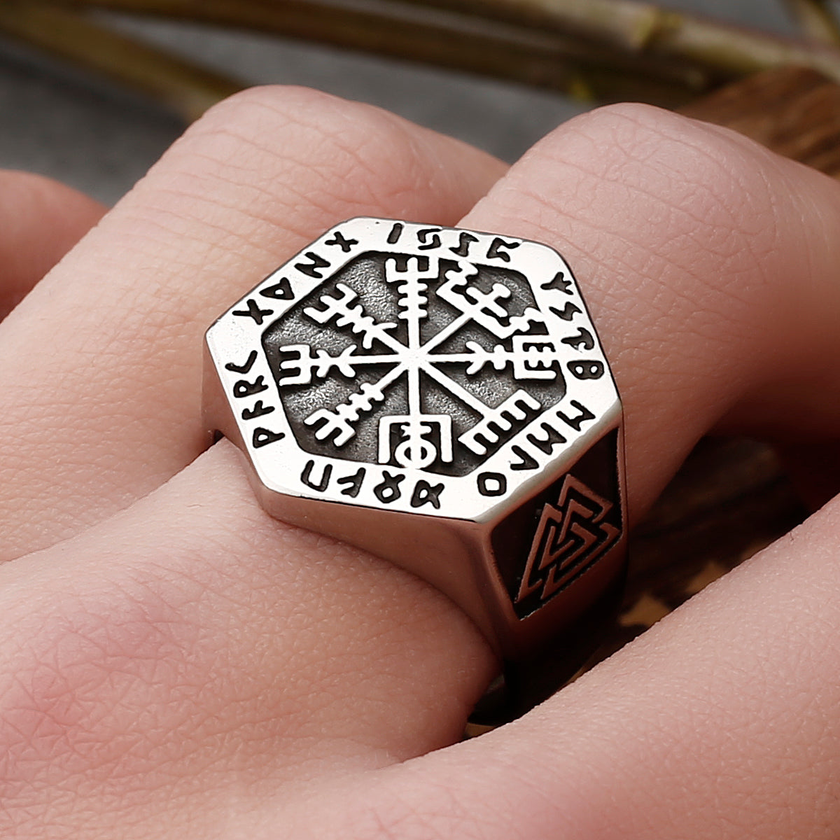 Popular Nordic Viking Compass Rune Rings Men's Fashion Gothic Retro Hip Hop Party Accessories Jewelry Gifts