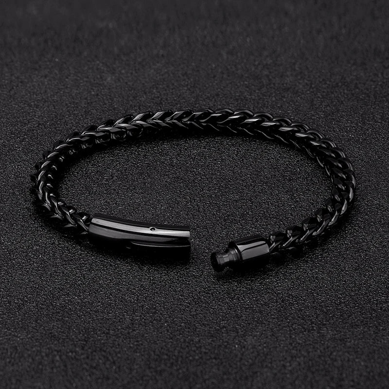 MKENDN Locomotive Men Punk Rock Bicycle Chain Bracelet 18k Gold Plated Stainless Steel Magnet Button Male Jewelry Gifts