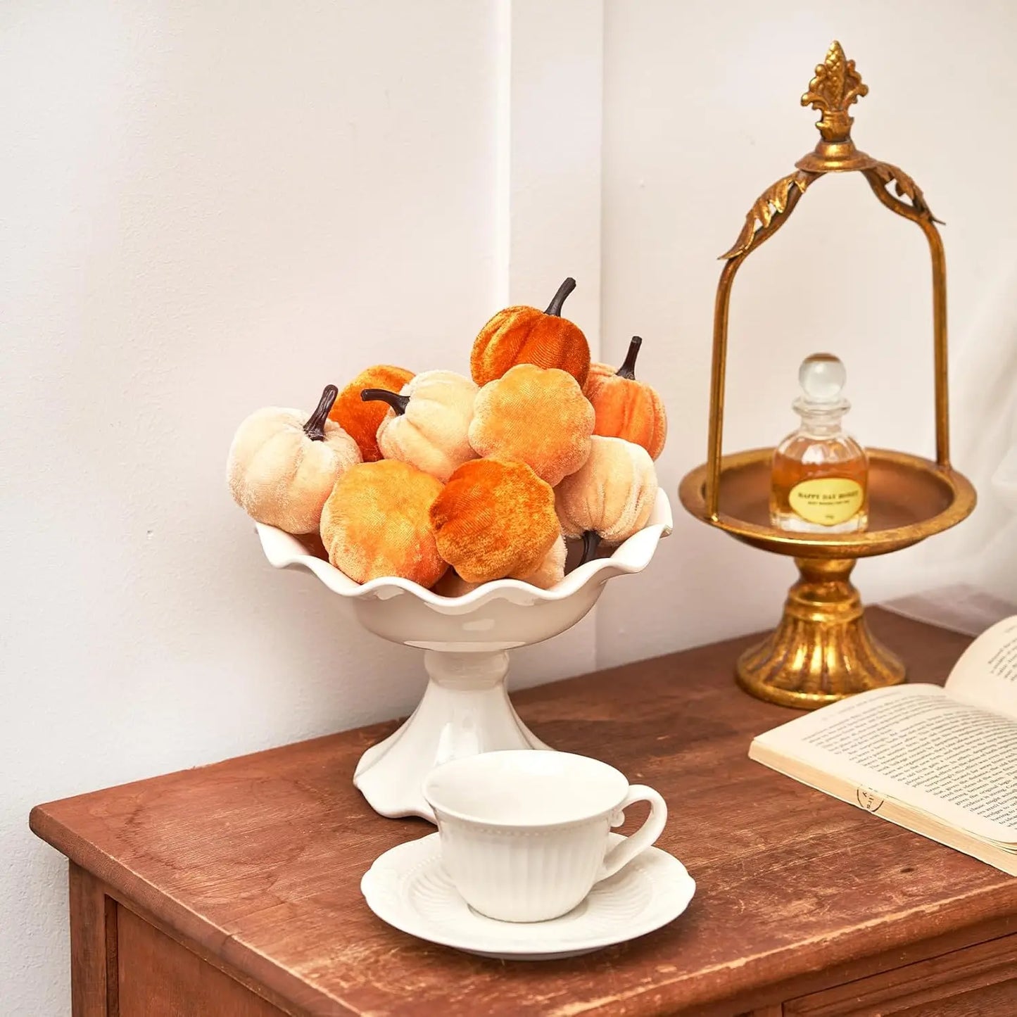 12pcs Pumpkin Decor Velvet Artificial Pumpkin Fall Pumpkin Decor For Autumn Thanksgiving Harvest Festival Halloween Decoration