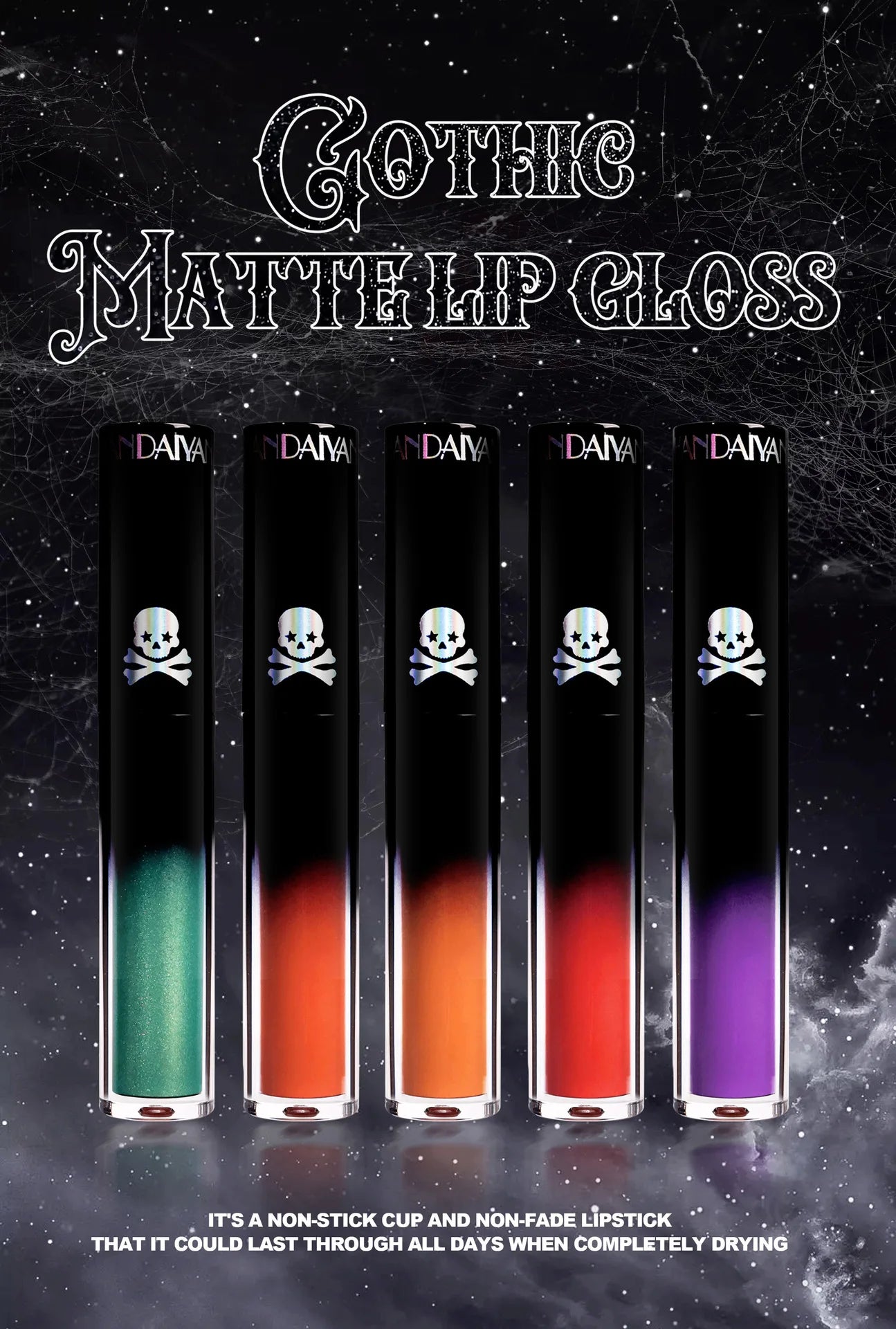 Vampire Black Purple Halloween Christmas Lipstick Moisturizing Waterproof Matte Lip Glosses Pigmented Lip Tint Makeup