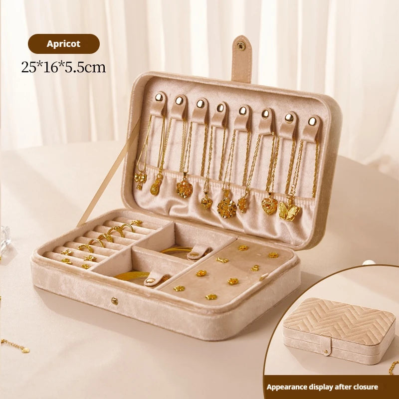 Flannel jewelry storage box Large capacity retro jewelry storage box Earrings Necklace storage box