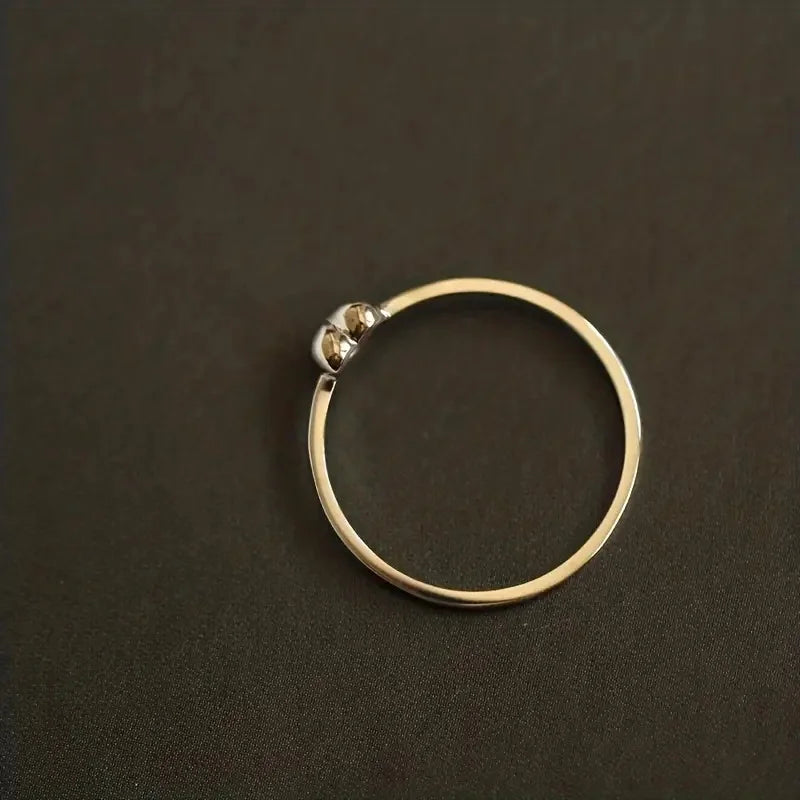 Huitan Noble Gold Color Heart Rings 925 Sterling Silver Simple Accessory Charms Exquisite Wedding Engagement Jewelry for Women