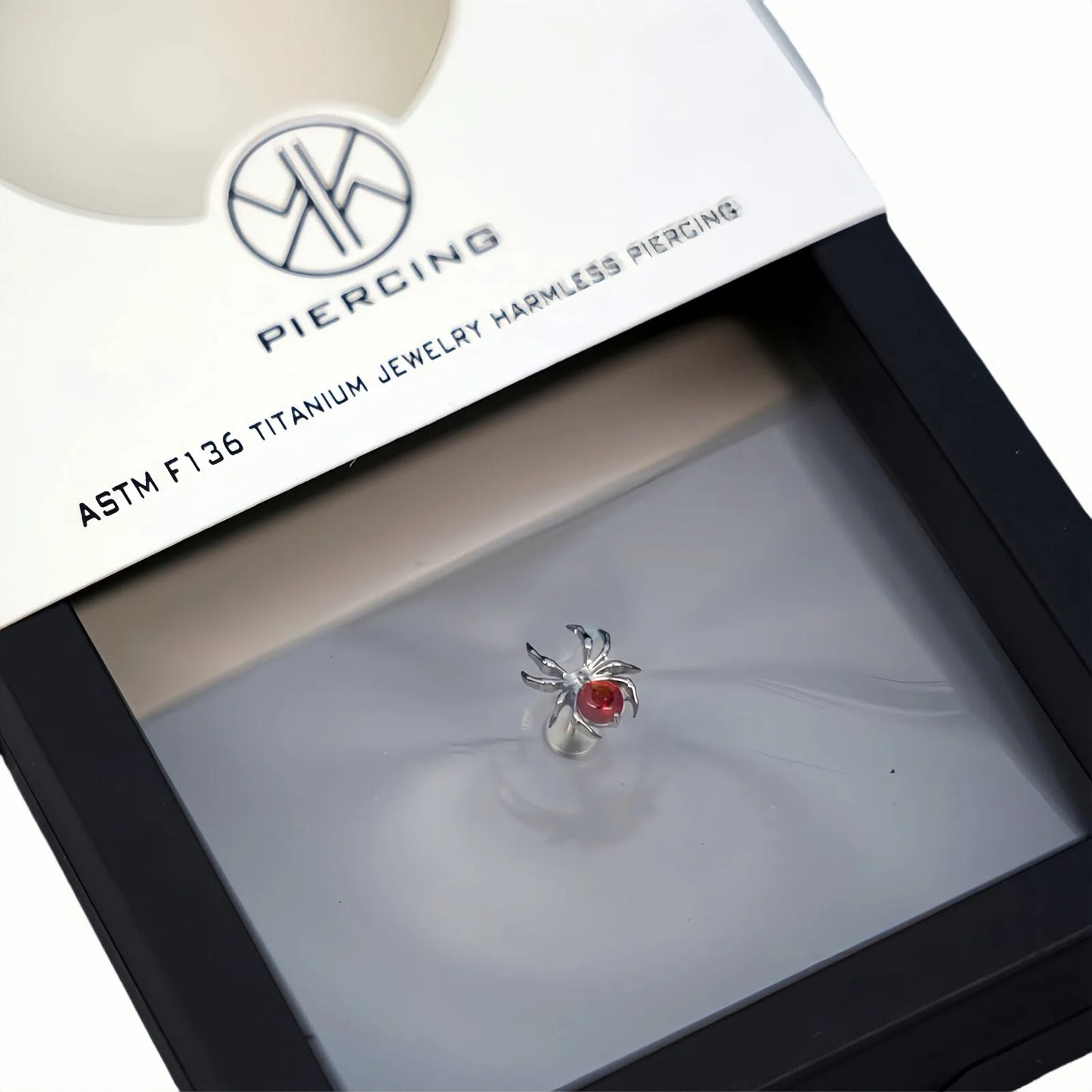 16G ASTM F136 Titanium Rod Opal Spider Cartilage Earrings Animal Spider Helix Tragus Lobe Stud Halloween Piercing Jewelry