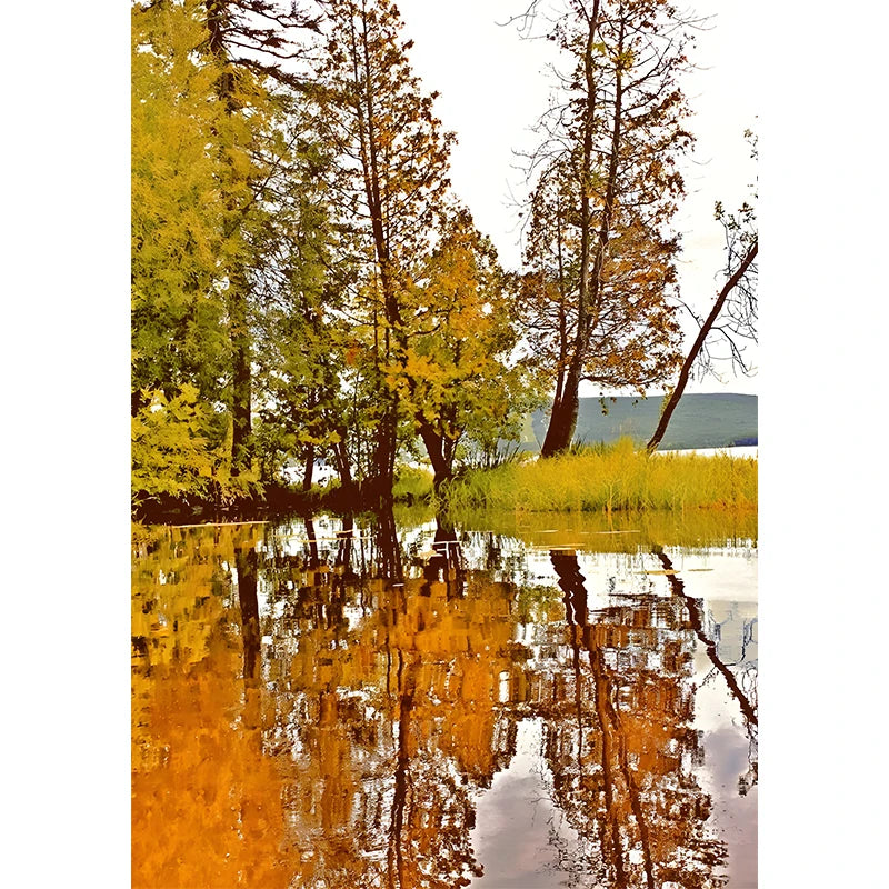 Autumn Yellow Leaves Fall View Landscape Wall Art Print Canvas Painting Pumpkin Halloween Poster Picture Living Room Home Decor