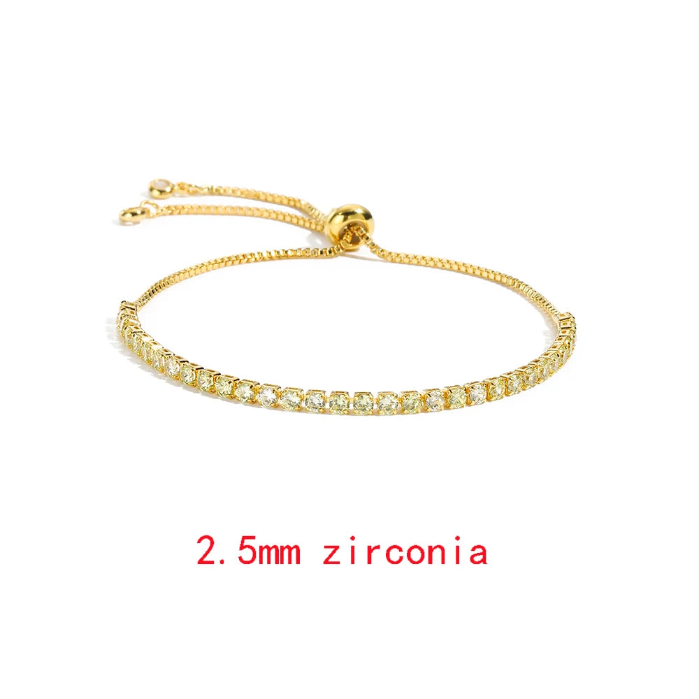 Luxury Rainbow Adjustable Multicolor Tennis Bracelets For Women Ladies Wedding Colorful Zircon Charm Bracelet Hand Chain Jewelry