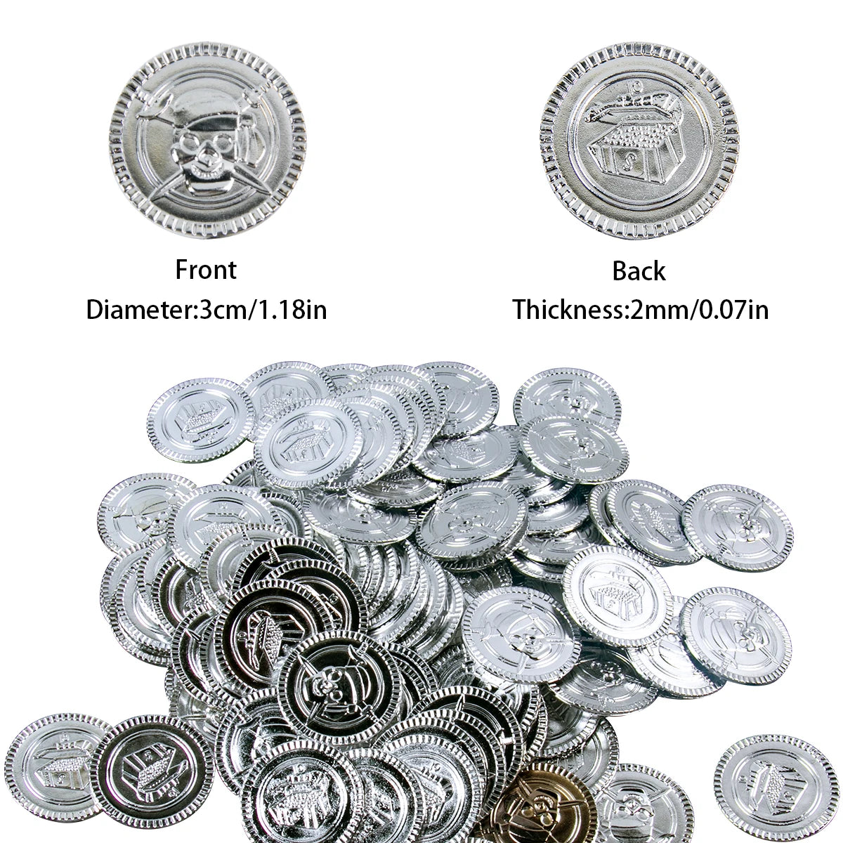 20-60pcs Halloween Plastic Pirate Coins Fake Gold Coin Buried Treasure Coins Game Toy Kids Birthday Party Decoration Party Favor