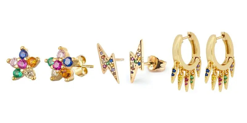 Colorful Crystal Earrings 925 Sterling Silver Ear Needle Stud Earrings for Women Cross Dangle Earrings Party Wedding Jewelry