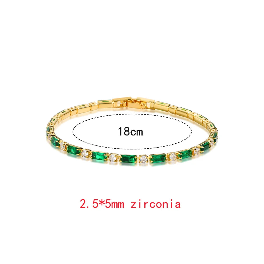 2022 New Rainbow Crystal Tennis Bracelets For Women Bracelet Set 18K Gold Silver Colorful Zirconia Femme Bridal Wedding Jewelry