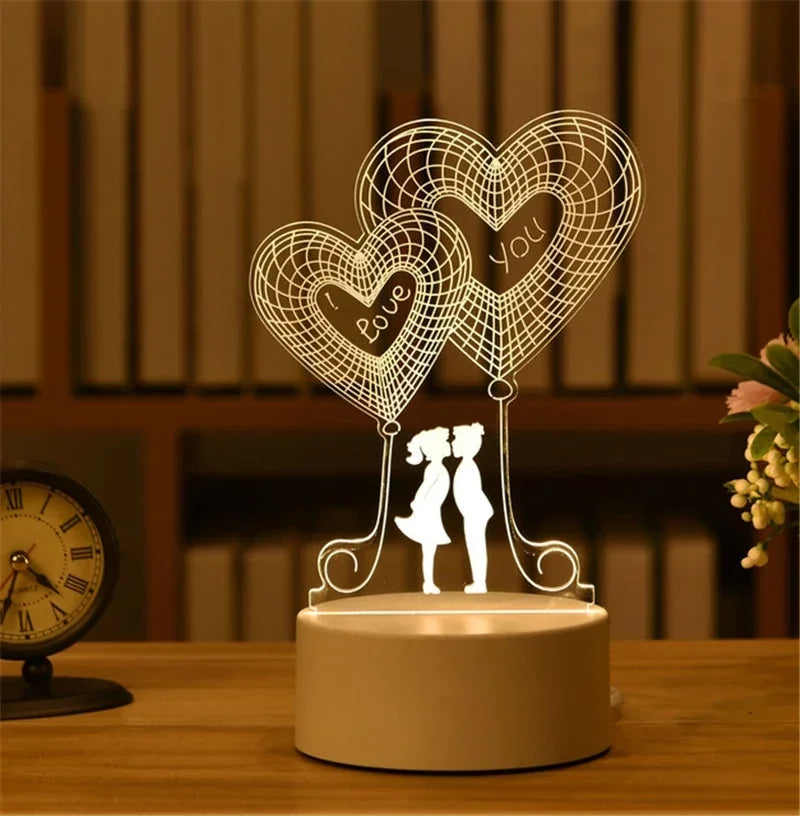 3D Visual Illusion Night Light Visual Creative LED Desk Lamp Changes USB Powered Gift for Kids