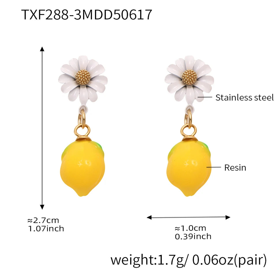 Shell Beads Bracelet With Multi Lemon Charms For Women Handmade Beaded Bracelets Matching Earrings Necklace Cute Jewelry Sets