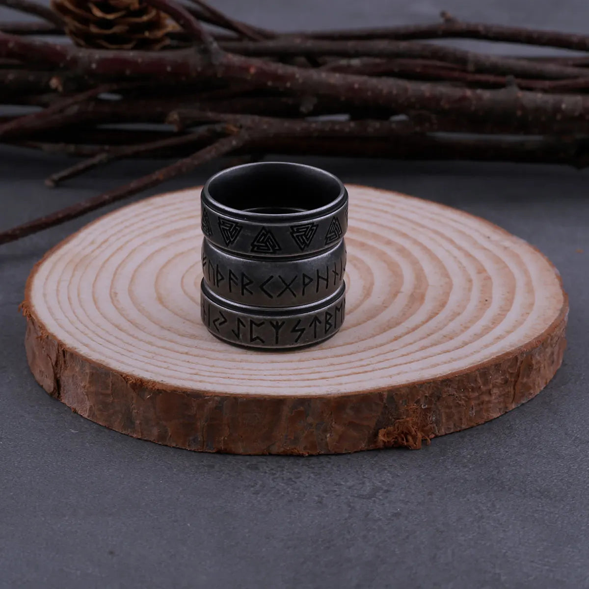 316L Stainless Steel Odin Nordic Viking Amulet Rune Ring Men and Women Fashion Words Retro Ring Viking Men's Jewelry
