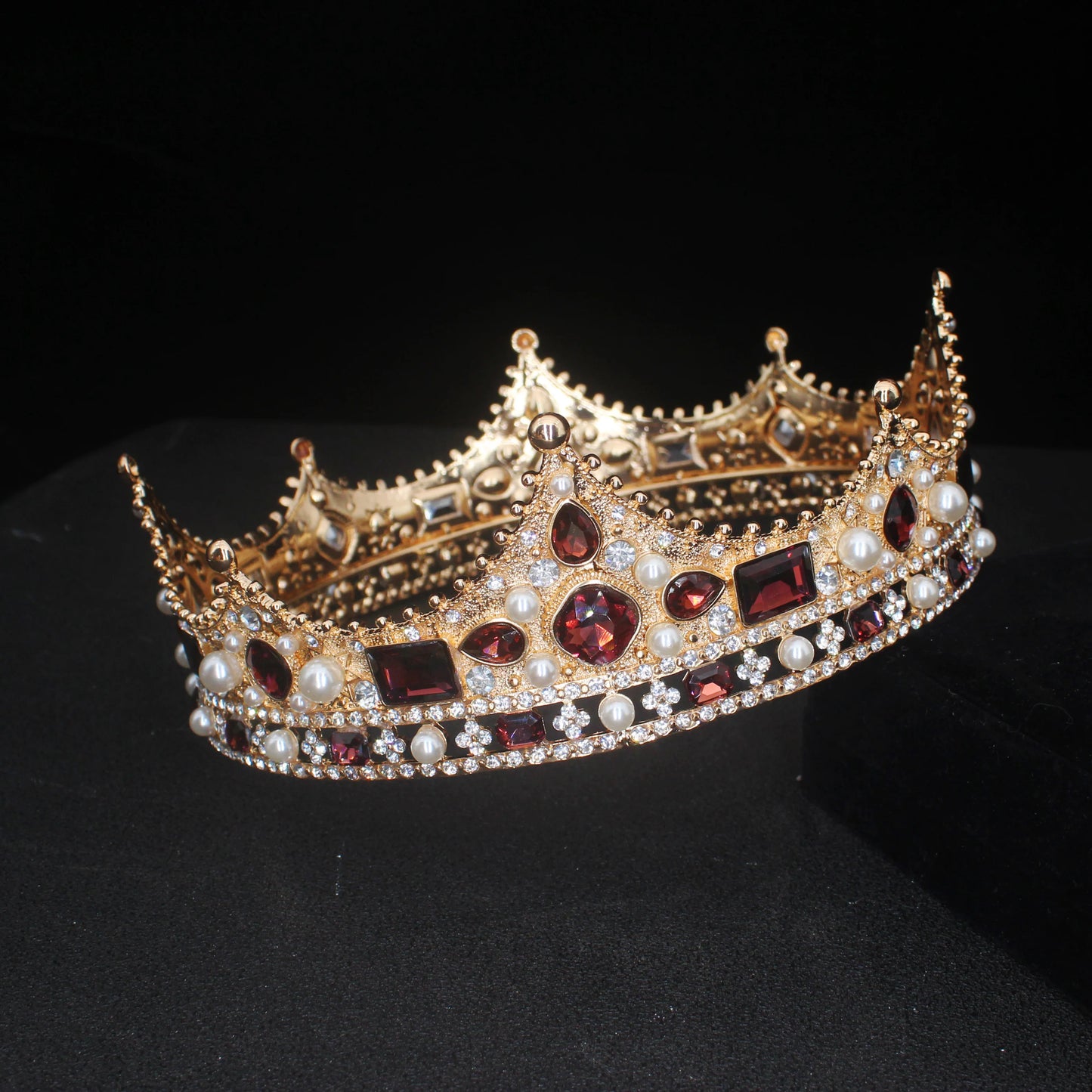Vintage Baroque Tiara Crown Bride Crystal Queen King Crown Wedding Hair Jewelry Accessories Women Men Pageant Prom Headpiece