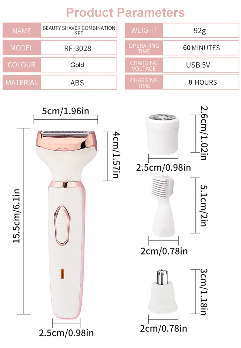 Electric Razor for Women Electric Shaver Women Epilator for Body Bikini Face Mustache Painless Women Body Epilator Hair Remover