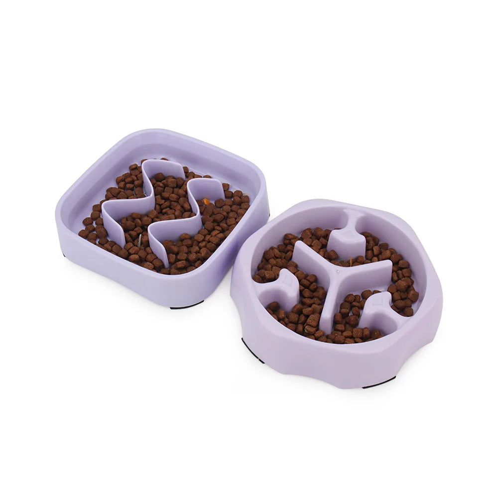 Small Dog Slow Food Bowl Anti Choking Cat Pet Bowl Puppy Feeder Supplies Square/Round