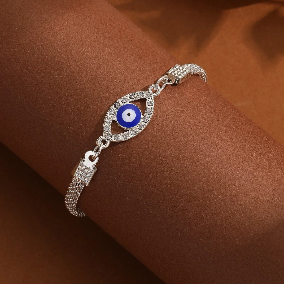 Lucky Silver Plated Blue Eye Evil Eye Bracelet for Women Men Bring Good Luck Bangle Party Adjustable Fashion Jewelry gift