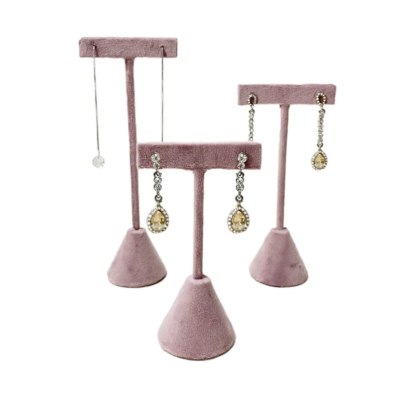 T-shaped Earring Display Stand Velvet PU Leather Jewerly Display Rack Earring Stud Accessories Display Storage Props 3Pcs/lot