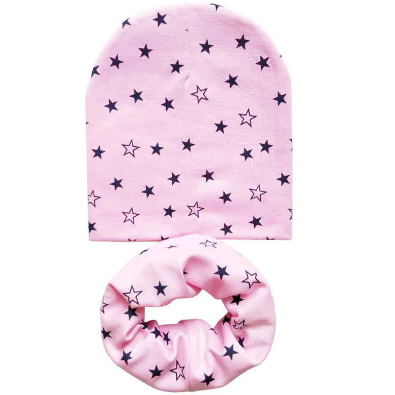 Star Print Cotton Baby Hat Autumn Winter Baby Girls Hat Boys Cap Toddlers Infant Cap Scarf Children Bonnet Hats