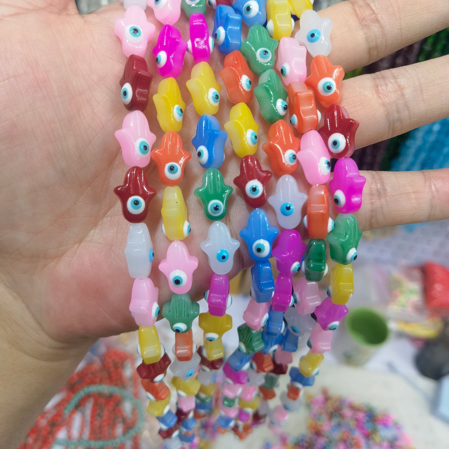 10/20pcs 14x10mm Palm Evil Eye Czech Lampwork Beads For Jewelry Making Loose Spacer Charm Bead DIY Bracelet Necklace Earring