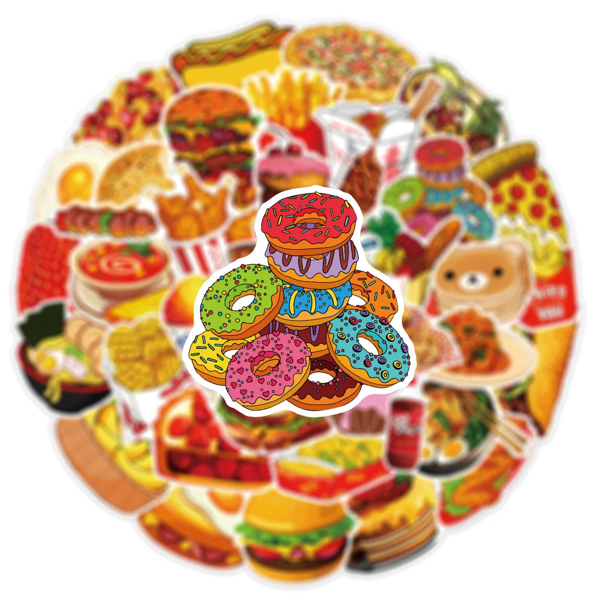 10/25/50pcs Bread Food Stickers Graffiti Decals for Fridge Water Bottle Luggage Pad Phone Bike Car Motorcycle Scrapbook Home