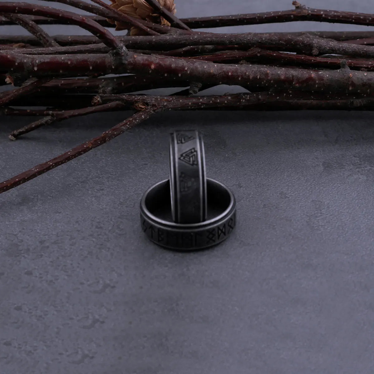 316L Stainless Steel Odin Nordic Viking Amulet Rune Ring Men and Women Fashion Words Retro Ring Viking Men's Jewelry