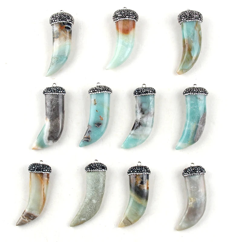Fashion Bohemian Tribal Jewelry Amazonite Stones Long Knotted Stone Pendant Necklaces Women Ethnic Necklace