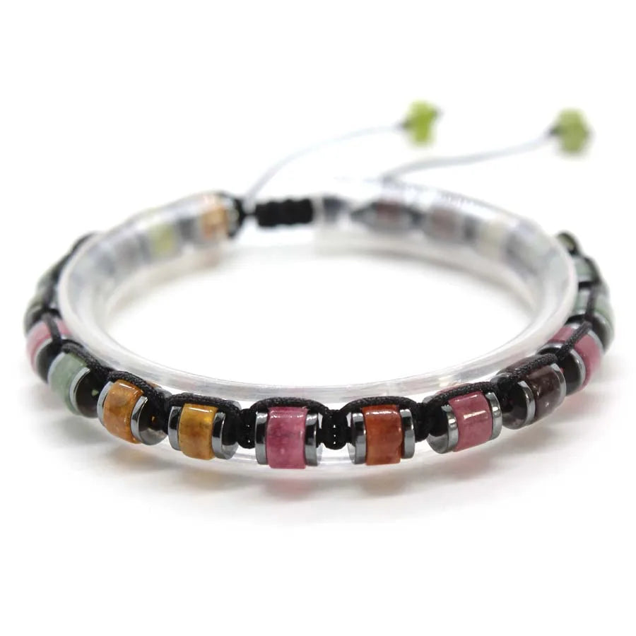 Handmade Braided Crystal Stone Bracelets For Couple Natural Amethyst Tourmaline Rope Macrame Adjustable Women Bracelet Jewelry
