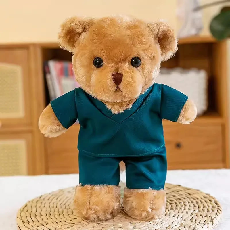 Lovely Doctor Bear Nurse Ted Bears Brown White Animal Doll Soft Stuffed Plush Toy Girl Boy Birthday Christmas Gift 1pc