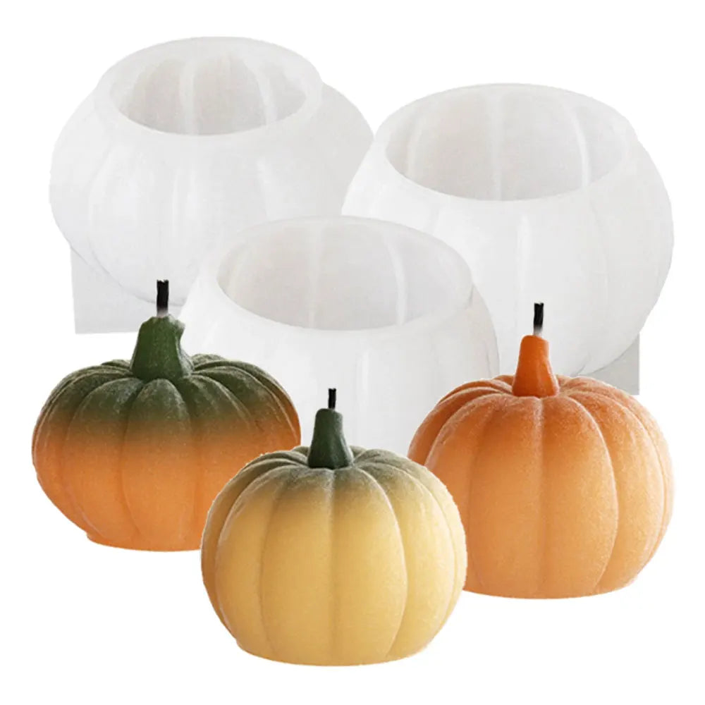 3pcs Pumpkin Silicone Candle Mold Plant Resin Gypsum Scented Candle Making Kit Thanksgiving Day Decor DIY Halloween Party Gifts