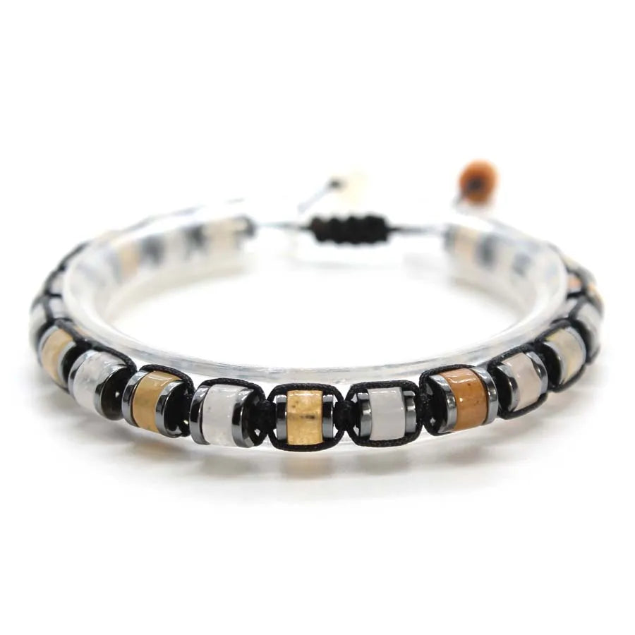 Handmade Braided Crystal Stone Bracelets For Couple Natural Amethyst Tourmaline Rope Macrame Adjustable Women Bracelet Jewelry