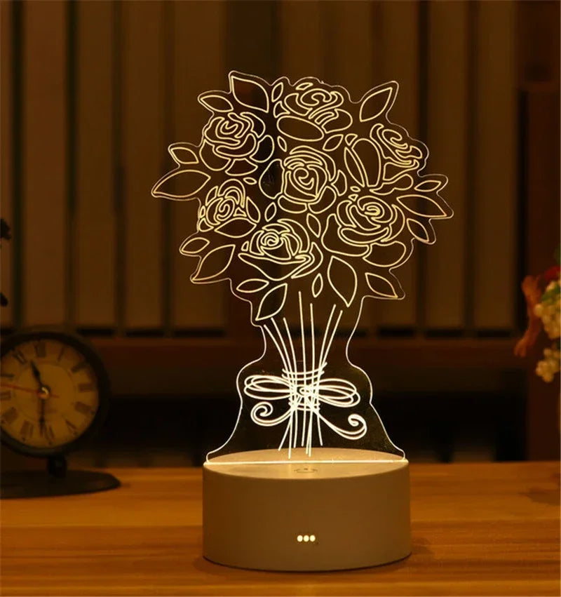 3D Visual Illusion Night Light Visual Creative LED Desk Lamp Changes USB Powered Gift for Kids