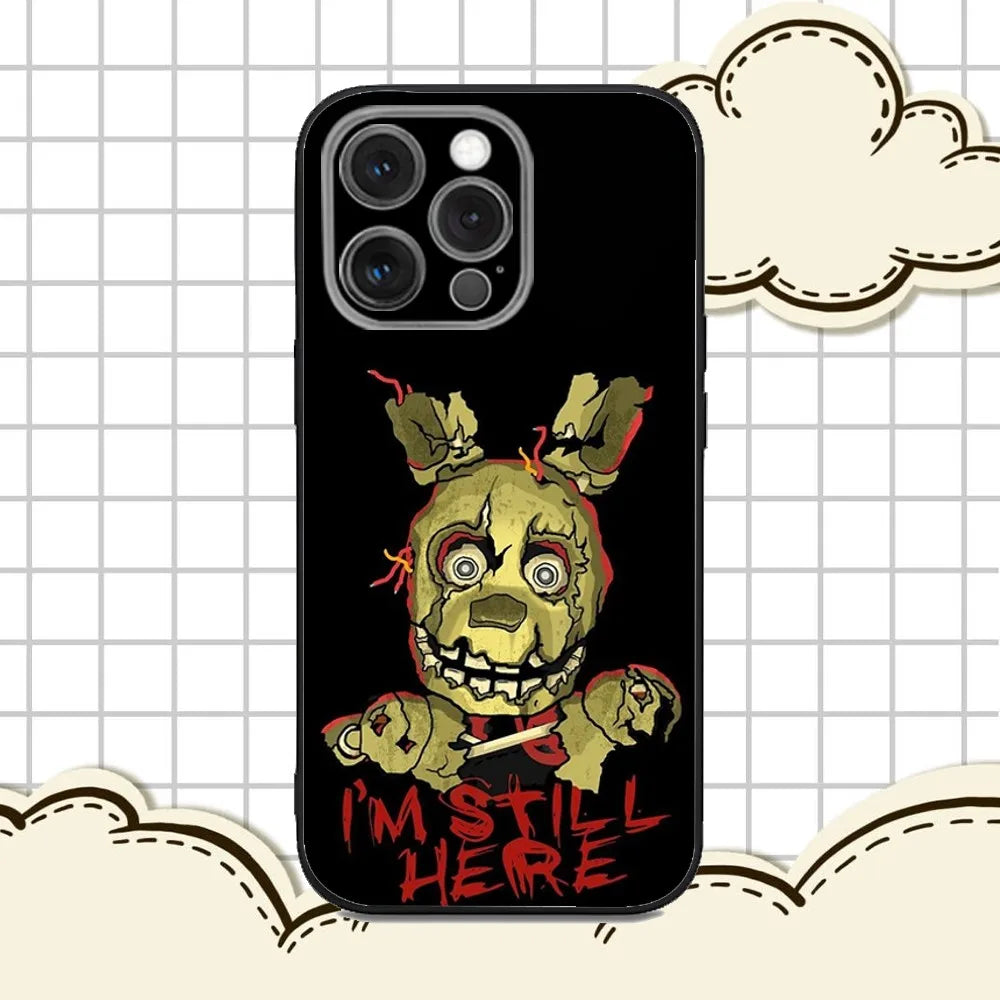 Five-Nights At F-Freddys Phone Case For iPhone 16e,16,15,14,13,12,11,Pro,X,XS,Max,XR,Plus,Mini Soft Black Cover