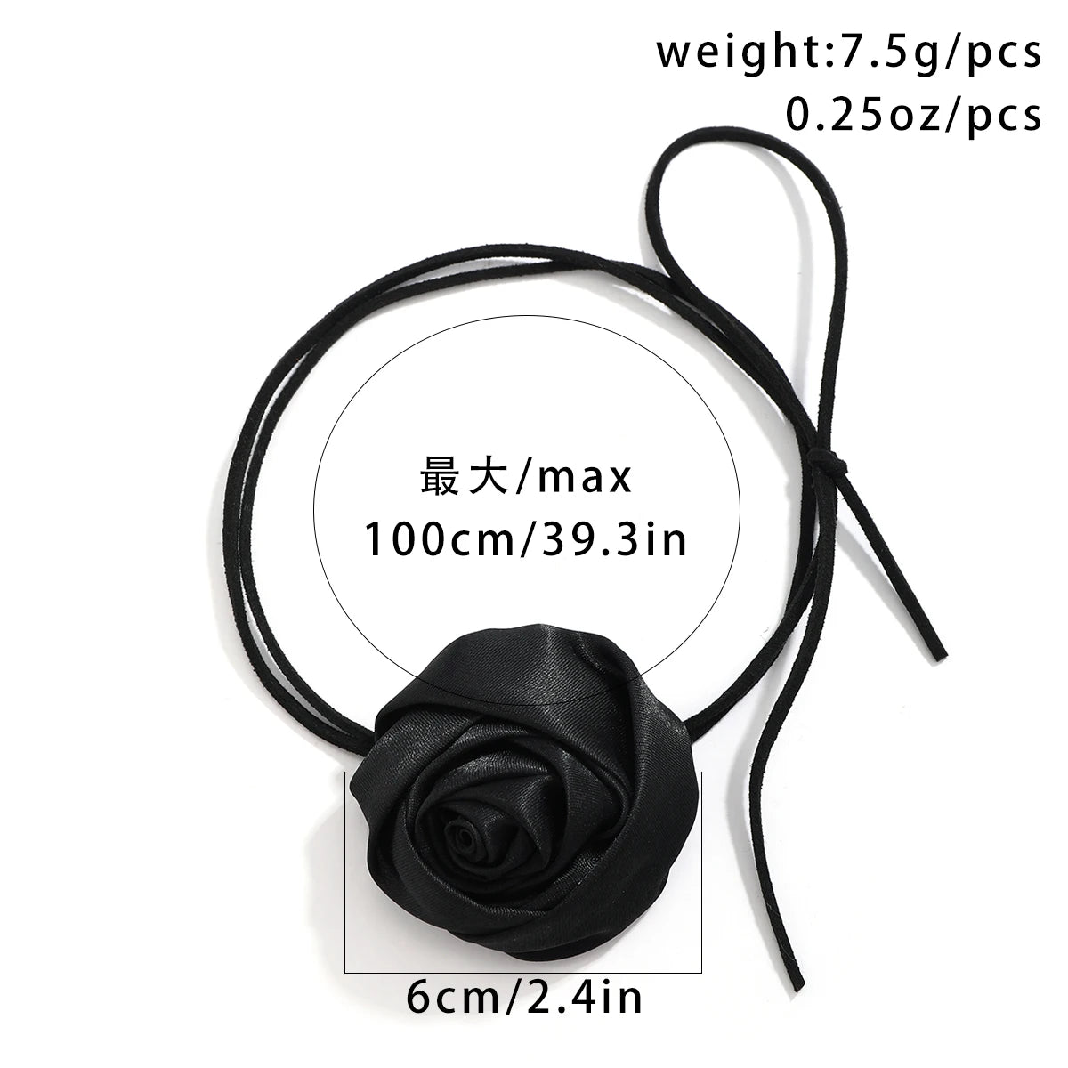 Salircon Gothic Satin Big Rose Flower Clavicle Necklace Fashion Korean Velvet Adjustable Rope Chain Choker Women's Neck Jewelry