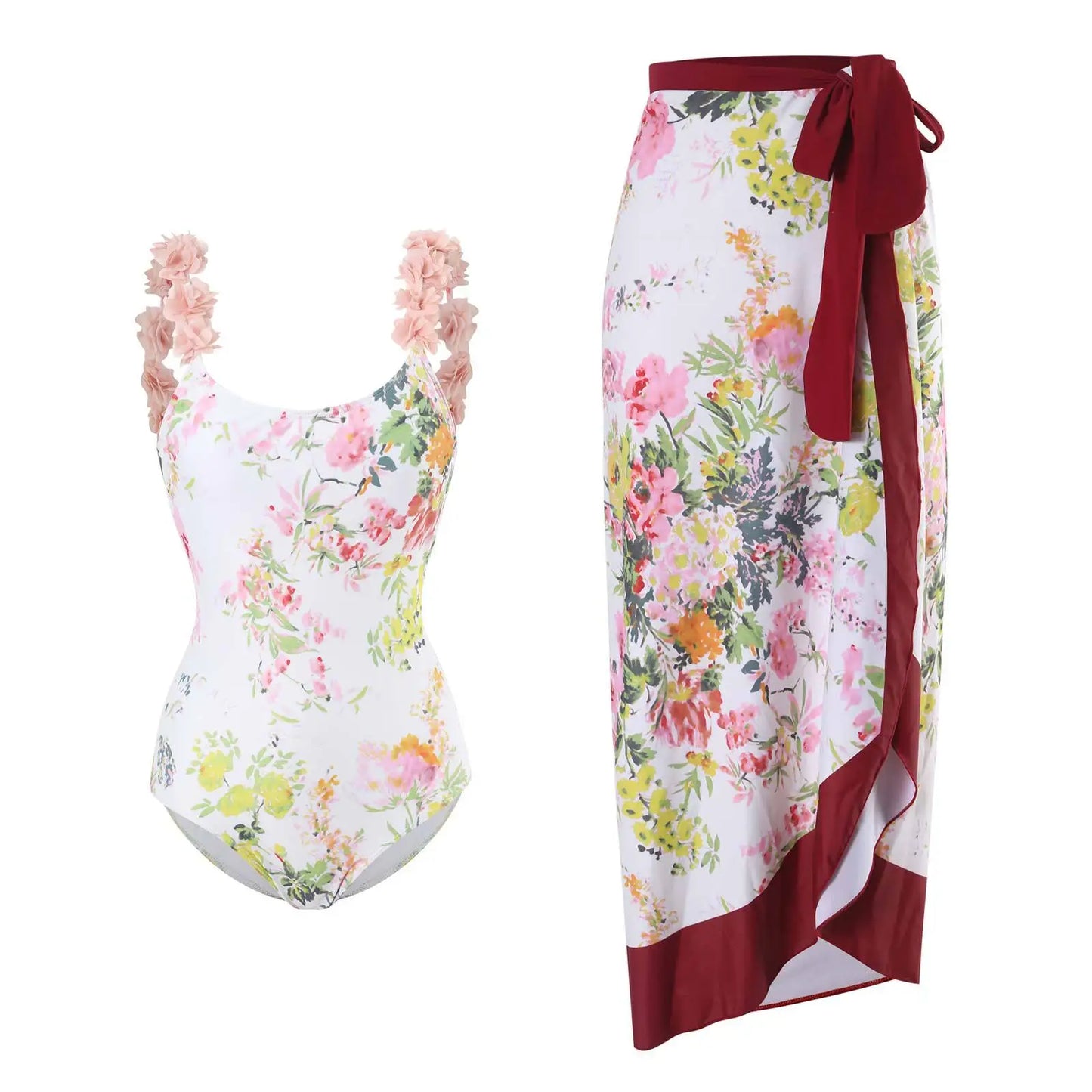 2023 New Arrival Push Up Women Bikini Set Floral Printed Ruffle Bikinis Strappy Bandage Swimwear Brazilian Biquini Bathing Suit