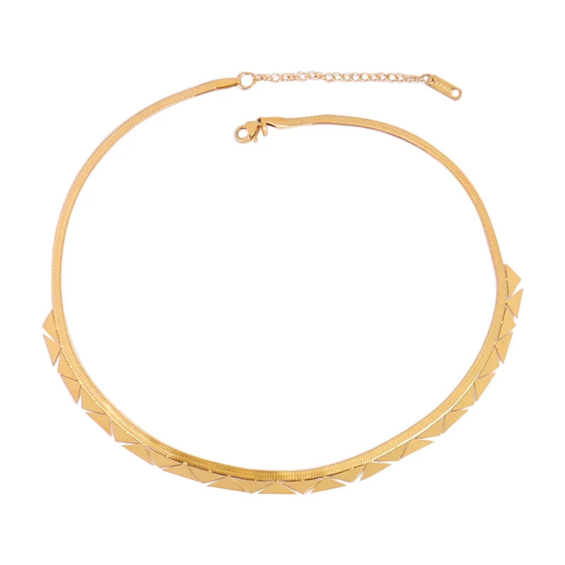 Trendy Stainless Steel Necklace For Women Gold Silver Color Round Geometric Pendant Necklace Choker Snake Chain Necklace Jewelry