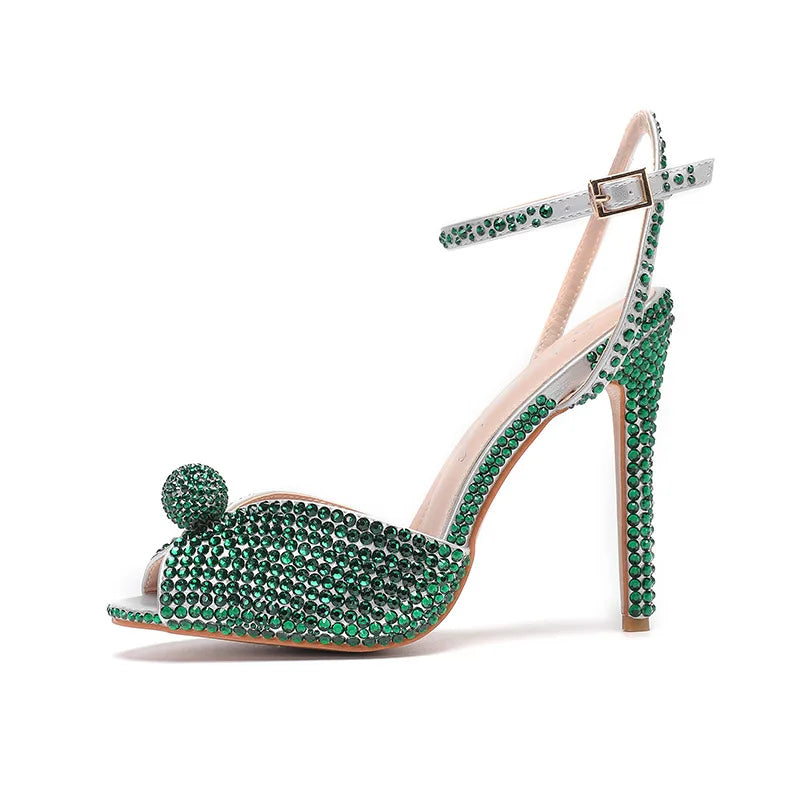 Fashion High Quality Wedding Shoes Women Pearls Studs Luxury Peep Toe White High Heels Buckle Designer Woman Sandal 43 Zapatos