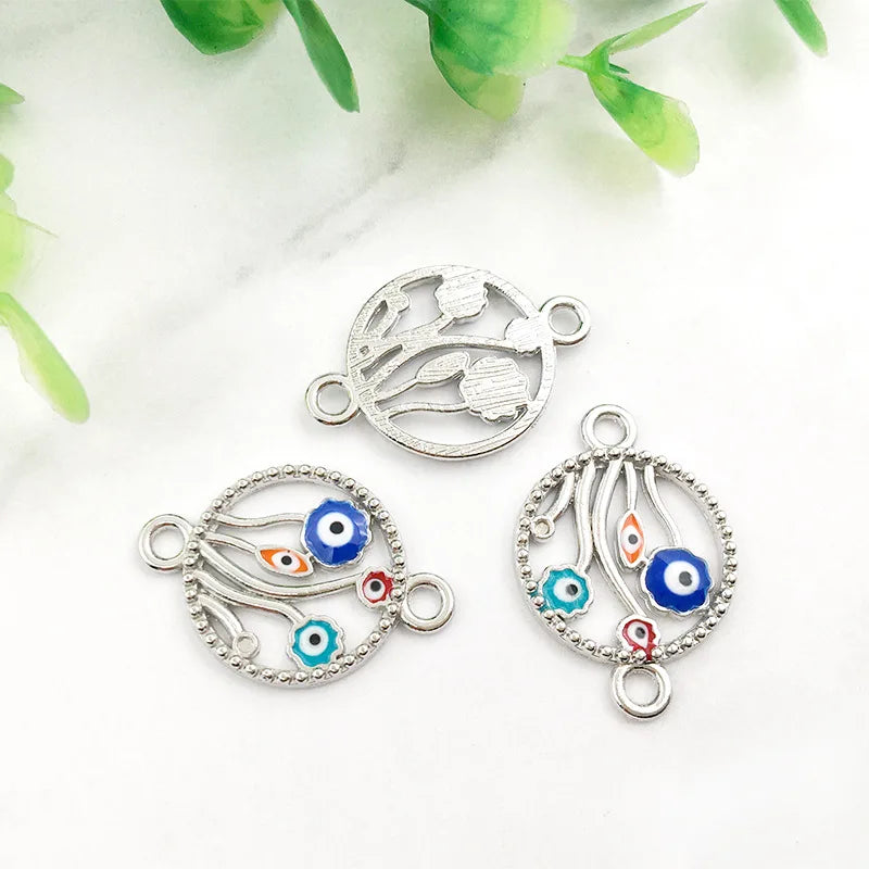 KC 2 Holes Connector Rhinestone Evil Eye Charm For Jewelry Making DIY Bracelet Necklace Bangle Accessories Supplies Wholesale