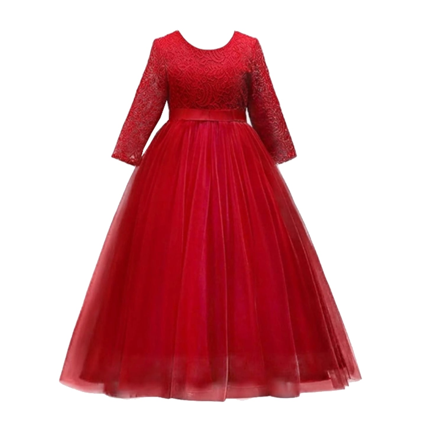 Little Big Girls Spring 3/4 Sleeves Lace Flower Girl Birthday Party Holiday Long Dress KLS1660