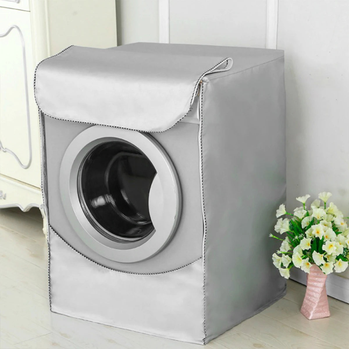 1PC Waterproof Dustproof sun protection dryer Cover Household Protective cover Washing machine cover Laundry Silver Coated Cover