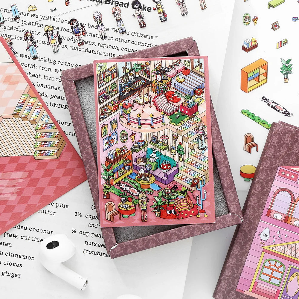 Forest treehouse 3D photo frame Landscape Sticker DIY Pocket Cabin Scene Halloween Children's Toys gifts 